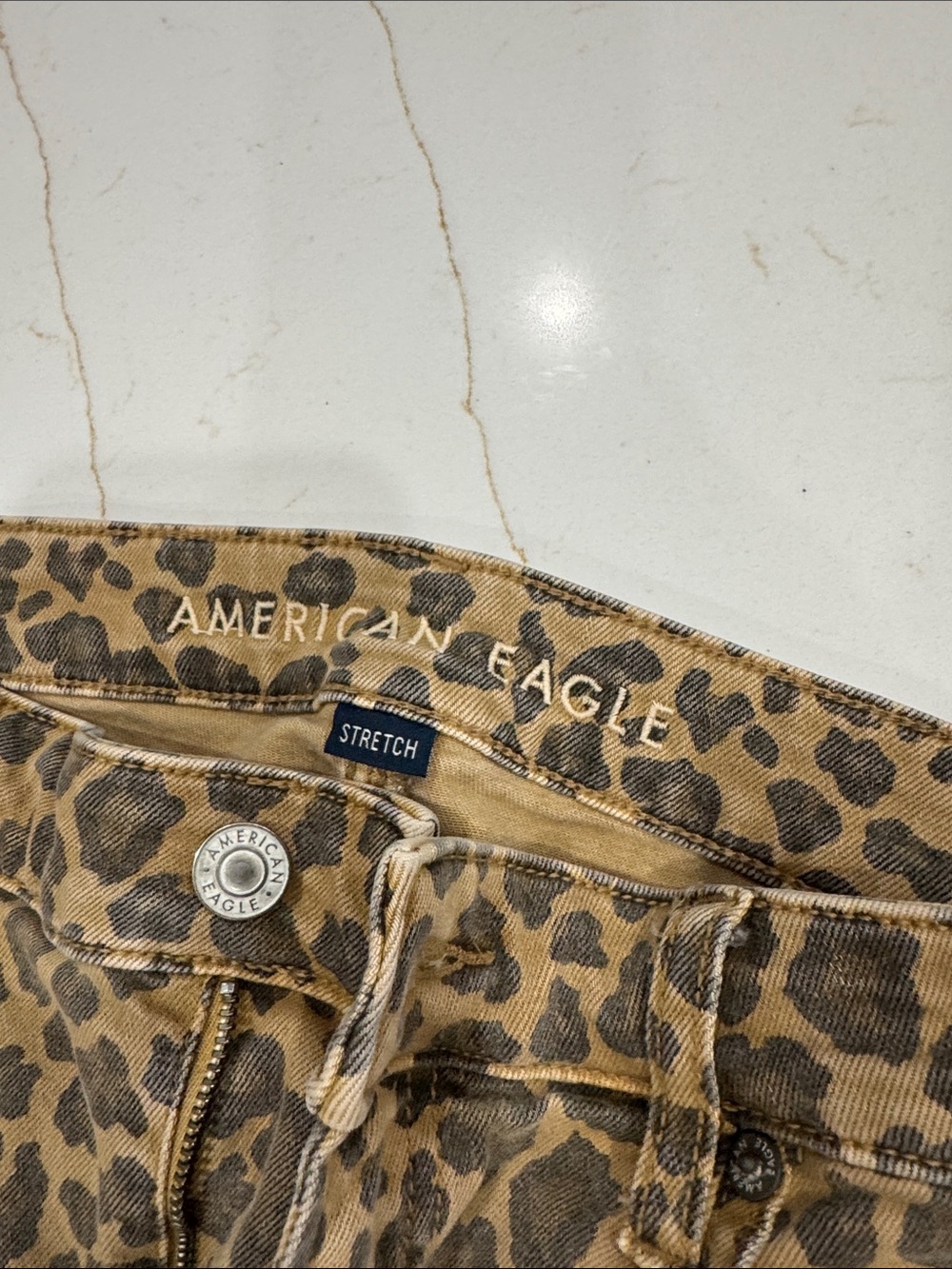 American Eagle Outfitters Leopard Print Ankle Jeans - Tan and Black - Picture 2 of 4